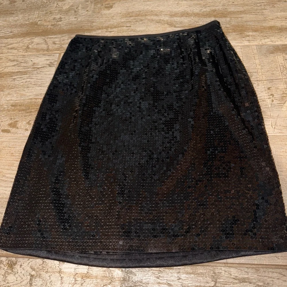 Ann Taylor Black Sequin Mini Skirt Size 2